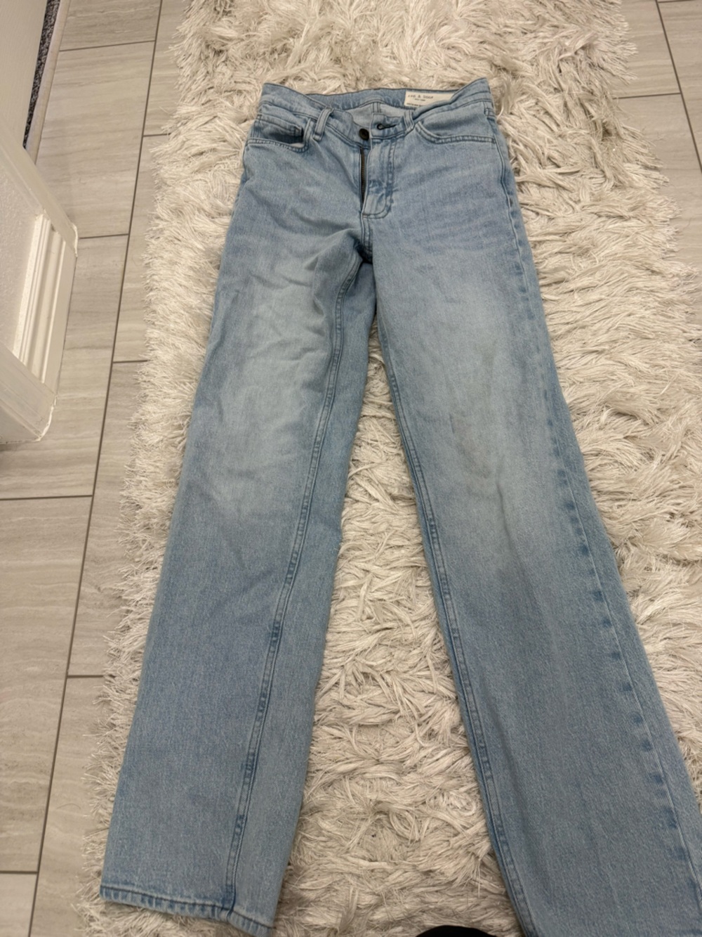 rag & bone light blue straight leg jeans